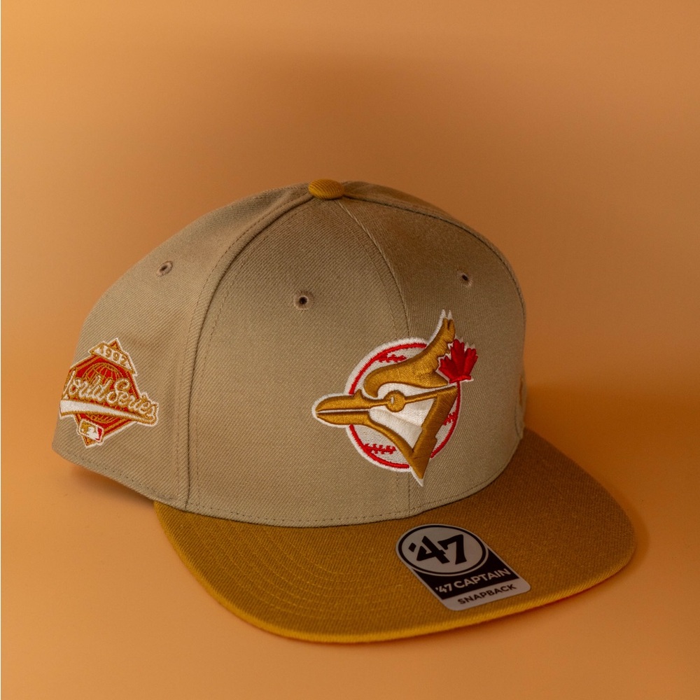 Toronto Blue Jays 1992 World Series Snapback Hat ‘47 Brand MLB Khaki Gold